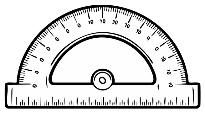 Protractor Measuring Instrument Black and White Educational Tool Angle Measurement