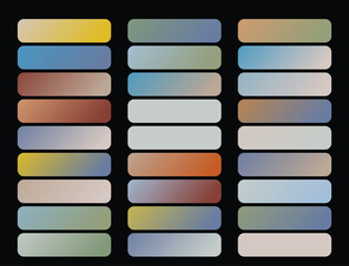 Modern Gradient Color Palettes Collection. Sophisticated Muted Tones for UIUX Web Design and App Interfaces on Black Background. Earthy Swatches.