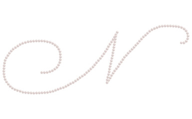 White Pearls Alphabet Letter N Luxury Text Design Vector Illustration.