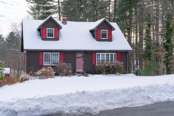 Winter house after snow storm 