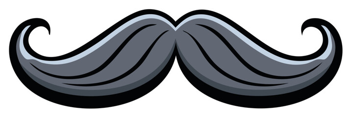 Curled Black Mustache Style Symbol Icon Illustration