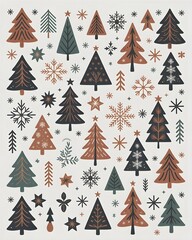 Obraz premium Scandinavian Christmas Seamless Pattern