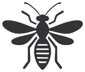 Fototapeta premium Black silhouette bee or wasp insect icon simple minimalist vector graphic design