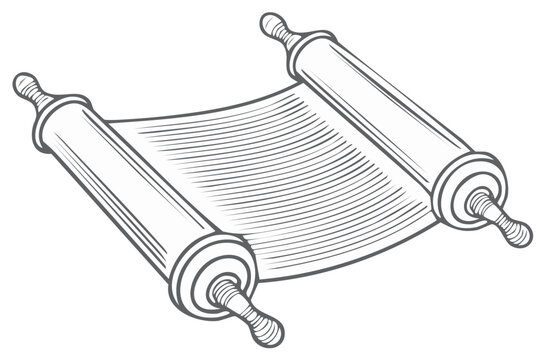 Vintage detailed traditional parchment scroll line art illustration