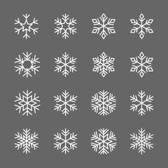 Snowflakes icon set. Snow sign. Snowflakes template. Snowflake winter. Snowflakes icons. Winter icon. Snowflake collection. Vector Illustration. Vector Graphic. EPS 10