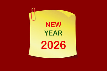 Sticky note with New Year 2026