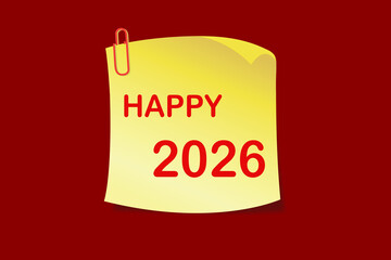 Sticky note with Happy 2026