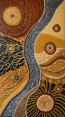 Abstract Dot Painting with Organic Patterns, Contemporary Indigenous Art Background