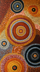 Abstract Dot Painting with Organic Patterns, Contemporary Indigenous Art Background