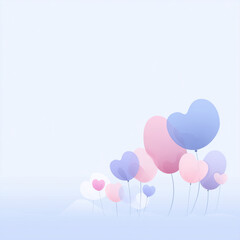Pastel Heart Balloons on Soft Minimal Background, Love and Celebration Concept