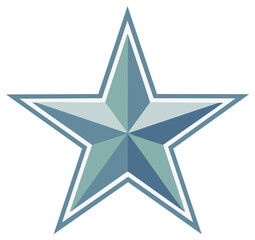 Obraz premium Modern geometric five-pointed star symbol with blue and teal tones and white outline