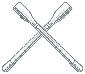 Fototapeta premium Crossed oars illustration depicting marine sport equipment; rowing accessories in graphic style