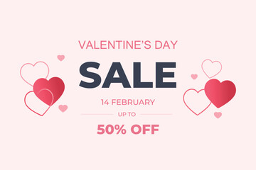 Minimal Valentine&rsquo;s day sale banner vector with heart design