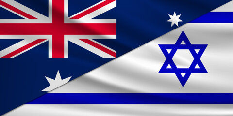 Israel and Australia flags, two vector flags symbol of relationship.