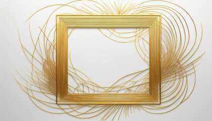 golden thin square frame on a white background