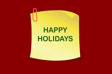 Sticky note with Happy Holidays