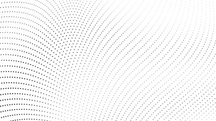 Minimal abstract halftone dotted curve pattern forming smooth flowing wave background with clean modern texture for creative layouts, digital media and branding visuals Vector Illustration