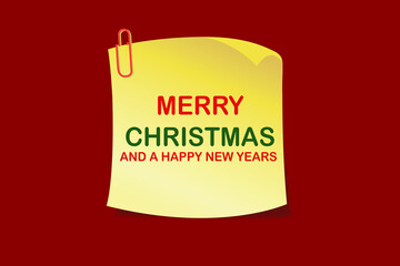 Sticky note with Merry Christmas And a Happy New Years