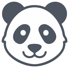 Cute panda head icon illustration simple flat design animal character