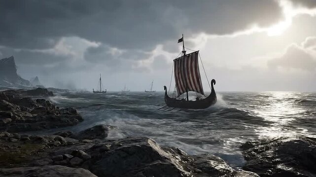 Ancient Vikings Traveling