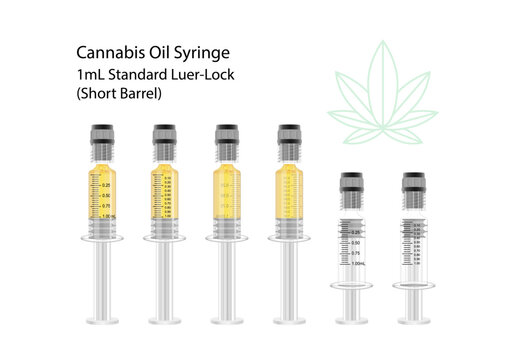 1 mL Cannabis Oil Syringe Vector &ndash; Short Barrel / Compact Design