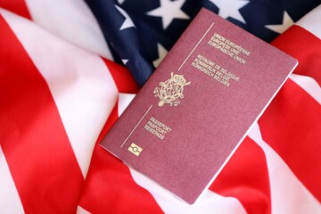 Belgium Passport Big Waving Flag