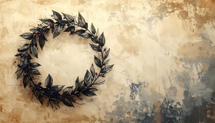 Black and white botanical illustration on textured paper