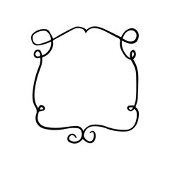 Hand Drawn Ornate Scroll Frame. Minimalist Vintage Swirl Border Line Art Vector