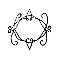 Hand Drawn Ornate Scroll Frame. Minimalist Vintage Swirl Border Line Art Vector