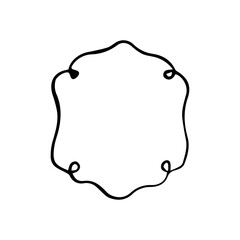 Hand Drawn Ornate Scroll Frame. Minimalist Vintage Swirl Border Line Art Vector