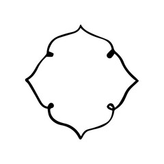 Hand Drawn Ornate Scroll Frame. Minimalist Vintage Swirl Border Line Art Vector