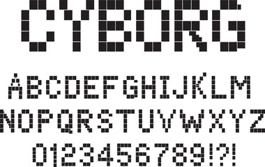 Retro Pixelated Typeface Collection with Digital 8-Bit Display Style | Uppercase Alphabet, Numbers, and Punctuation for Creative Graphic Design
