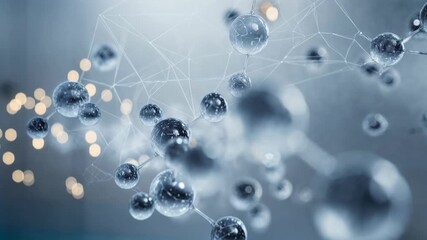 Silver molecular structure floats in soft light representing advanced science chemistry innovation and futuristic nanotechnology concept - Powered by Adobe