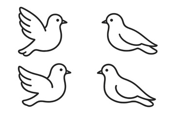Fototapeta premium Peace Bird Icons. Line style icons of Peace Birds: calm wing line, rounded head, subtle beak tip, smooth body curve, light tail