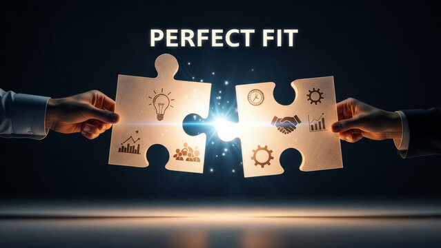 Business partnership coming together in perfect fit