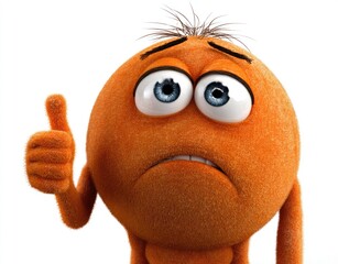 Naklejka premium Orange character with thumbs up gesture.
