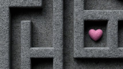 Abstract pink maze with heart center left side, solid background suitable for Valentine's Day or World Kindness Day for business cards