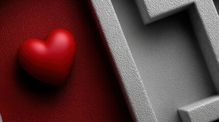 Abstract maze with heart center left side, solid background suitable for Valentine's Day or World Kindness Day for business cards