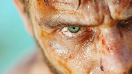 Portrait of a terrifying zombie man full of horror and dread