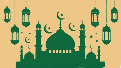 Islamic Mosque Silhouette Lanterns. © Faried