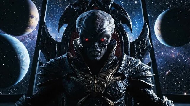 Space Villain Sits On Throne In Space Ship