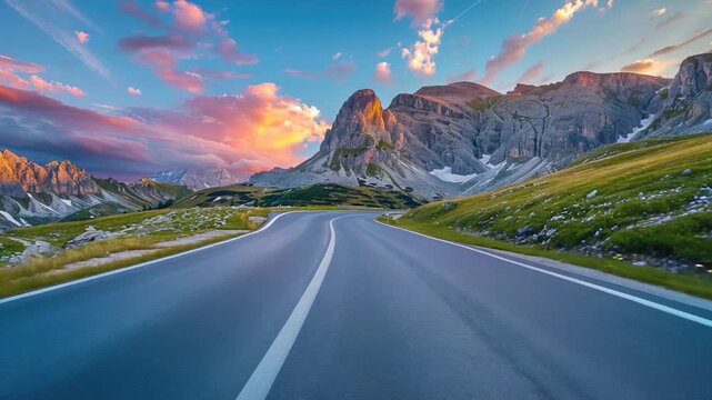 Video A lonely road winds its way through a mountainous landscape