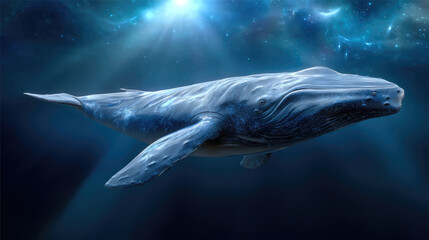 Majestic Blue Whale Swimming Underwater