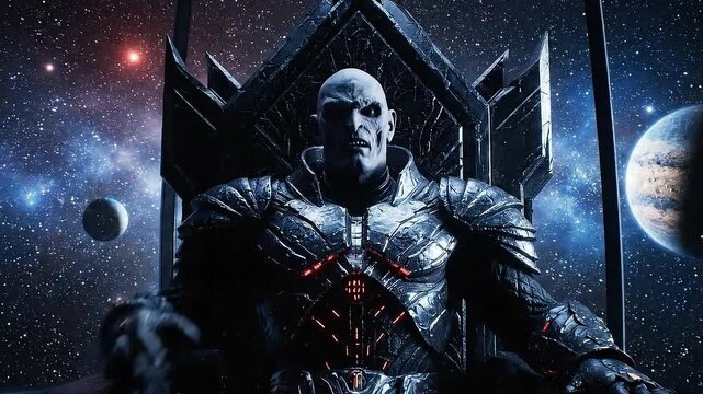 Space Villain Sits On Throne In Space Ship