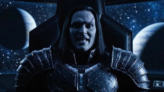 Space Villain Sits On Throne In Space Ship