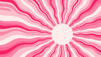 Abstract pink and white waves background with a central circular blank space