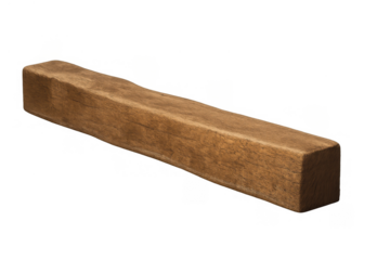 Brown wooden timber beam creating construction or carpentry concept on transparent background