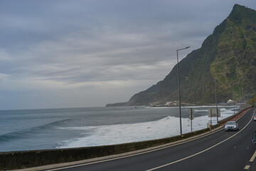 Madeira, Portugal, 12.12.2025: Coastal Road Along the Northern Cliffs