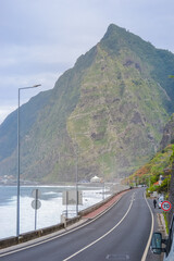 Madeira, Portugal, 12.12.2025: Coastal Road Along the Northern Cliffs