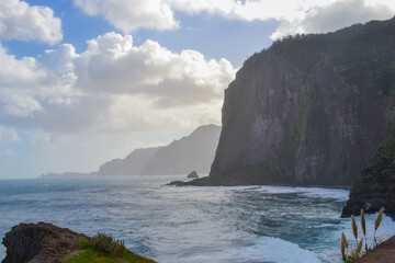 Madeira, Portugal, 12.12.2025: North Coast Cliffs and Atlantic Ocean View